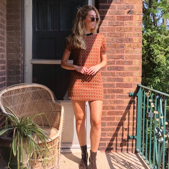 ZARA Geometric Short Sleeve Mini Shift Dress - Picture 4 of 6